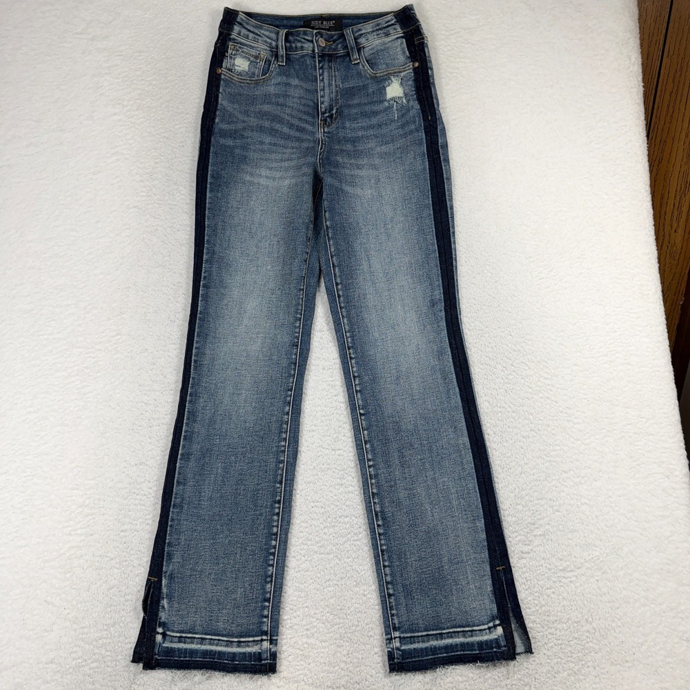 Judy Blue High Waist Side Seam Straight Jeans Womens 5/27 (26x31) Denim JB88641